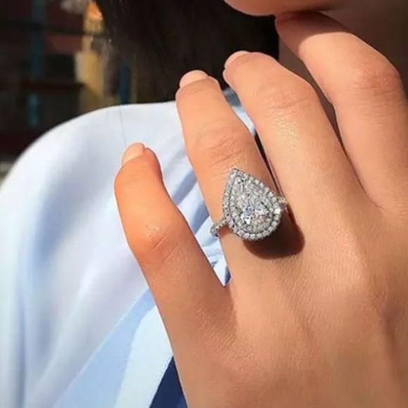 Jewelry - Sterling Silver pear cut CZ Ring